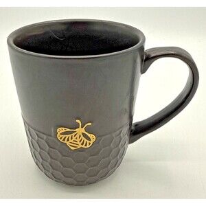 Heartland Hive Coffee/Tea Mug/Cup Honeybee/Honeycomb Black & Gold  16oz New